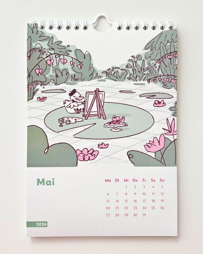 Kalenderillustration einer malenden Ente